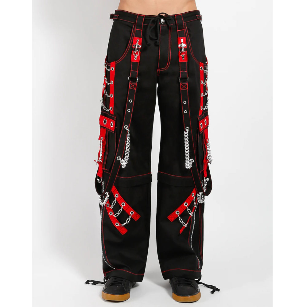 Tripp NYC - The Rough Wide leg trousers - Zip- off - Black/Red